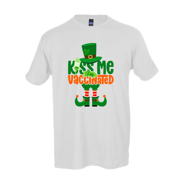 Product image for Irish T-Shirt | Kiss Me I'm Vaccinated Leprechaun Tee