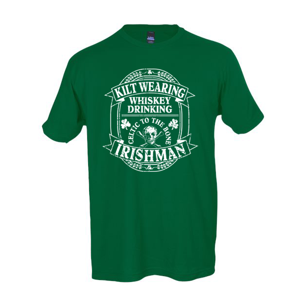 Product image for Irish T-Shirt | Kilt Wearing Whiskey Drinking Irishman Tee
