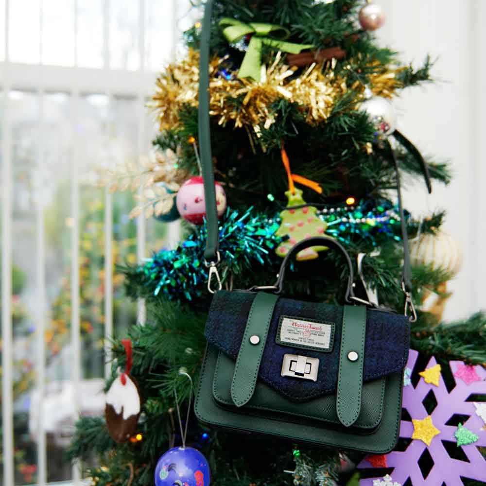 Product image for Celtic Tweed Handbag | Blackwatch Tartan Harris Tweed® Mini Satchel