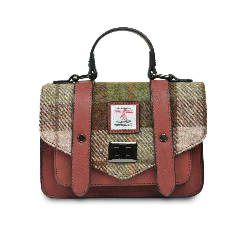 Product image for Celtic Tweed Handbag | Chestnut Tartan Harris Tweed® Mini Satchel