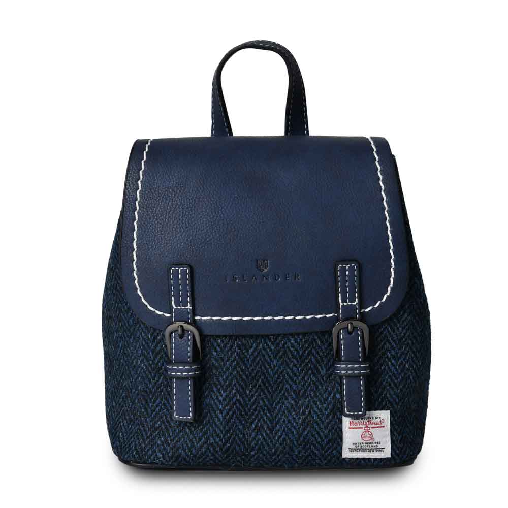 Product image for Celtic Tweed Bag | Navy Herringbone Harris Tweed® Backpack