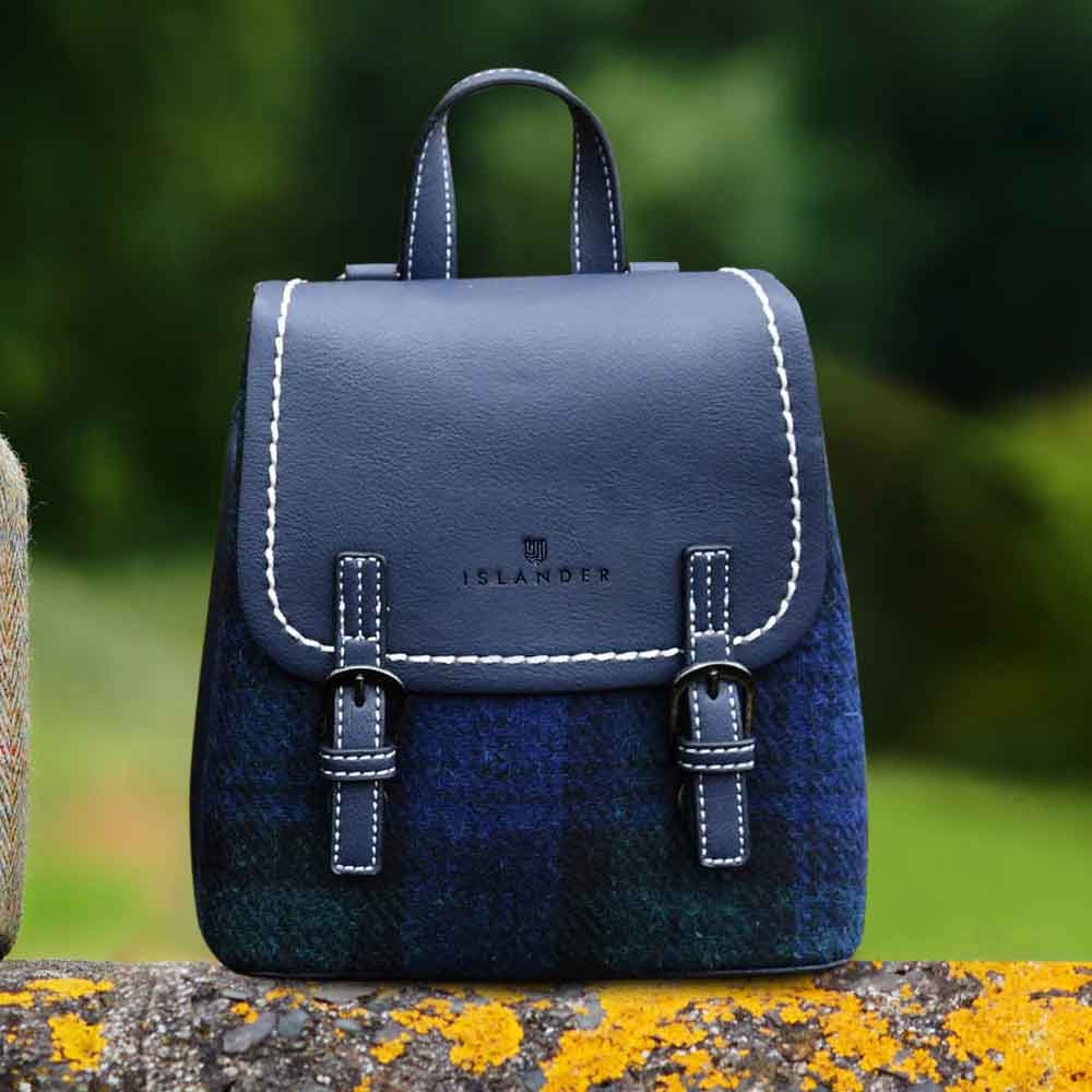 Celtic Tweed Bag, Blackwatch Tartan Harris Tweed® Backpack at