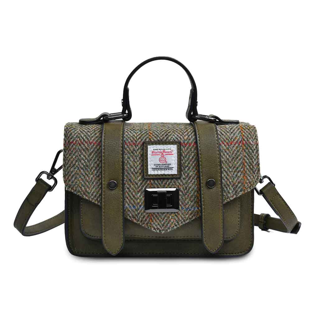 Product image for Celtic Tweed Handbag | Chestnut Herringbone Harris Tweed® Mini Satchel
