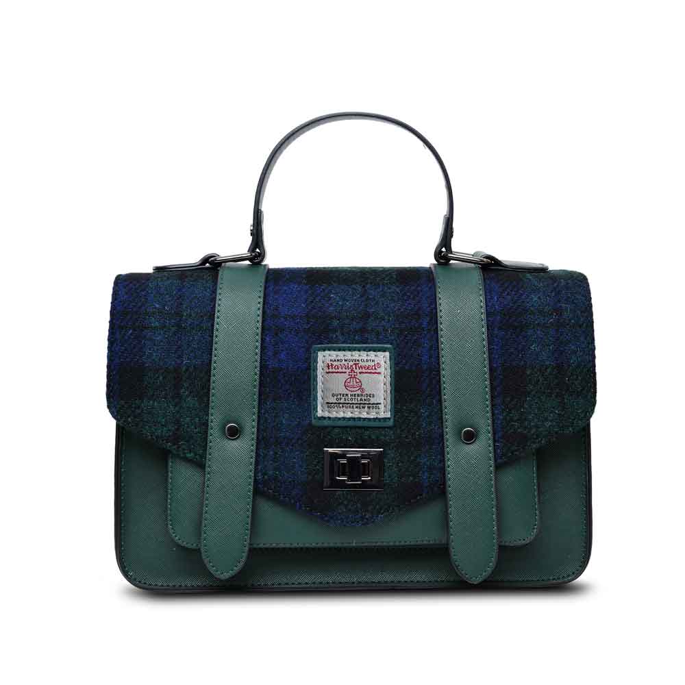 Product image for Celtic Tweed Handbag | Blackwatch Tartan Harris Tweed® Medium Satchel