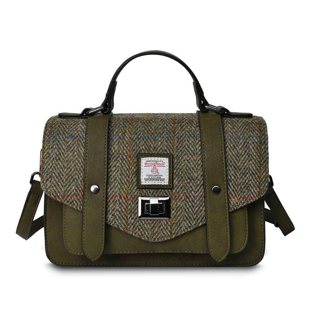 Product image for Celtic Tweed Handbag | Chestnut Herringbone Harris Tweed® Medium Satchel