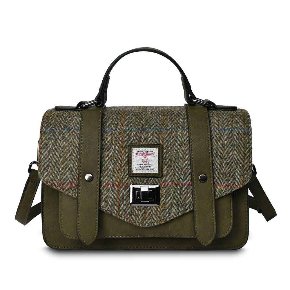 Product image for Celtic Tweed Handbag | Chestnut Herringbone Harris Tweed® Large Satchel