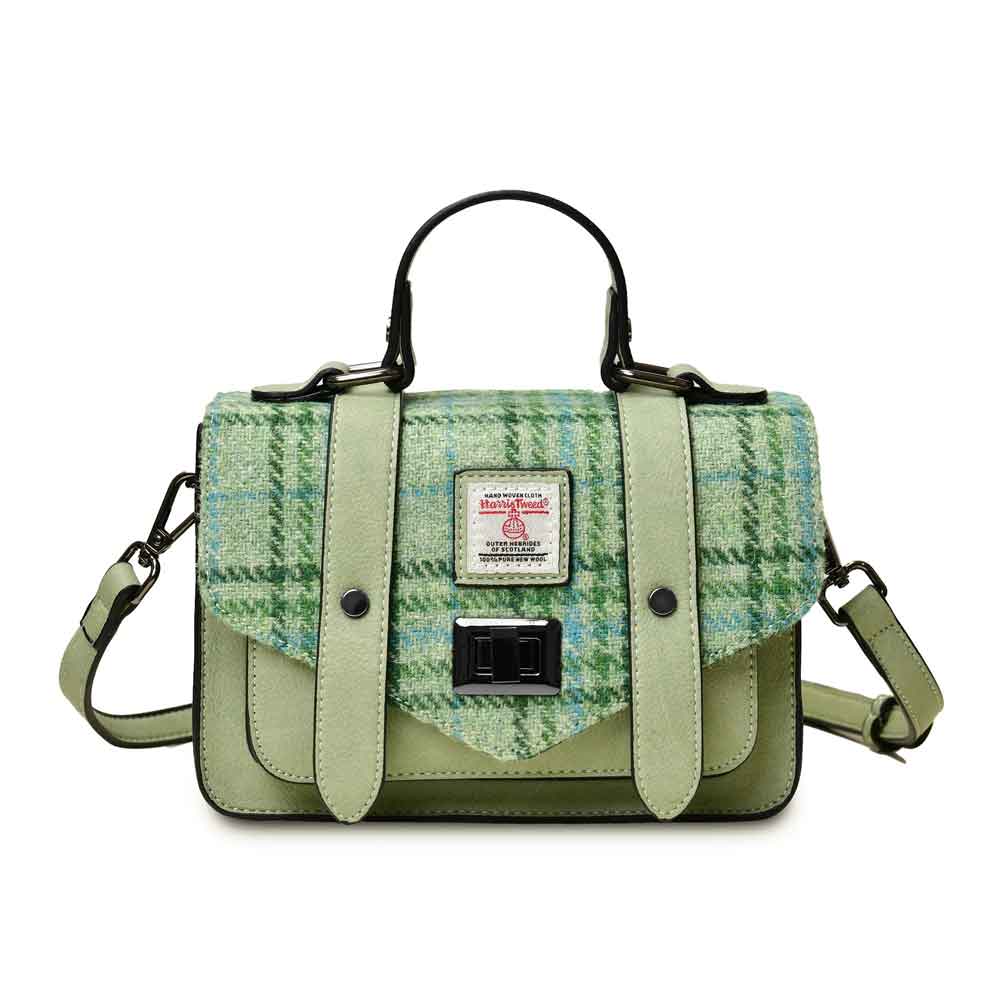 Product image for Celtic Tweed Handbag | Mint Check Harris Tweed® Mini Satchel