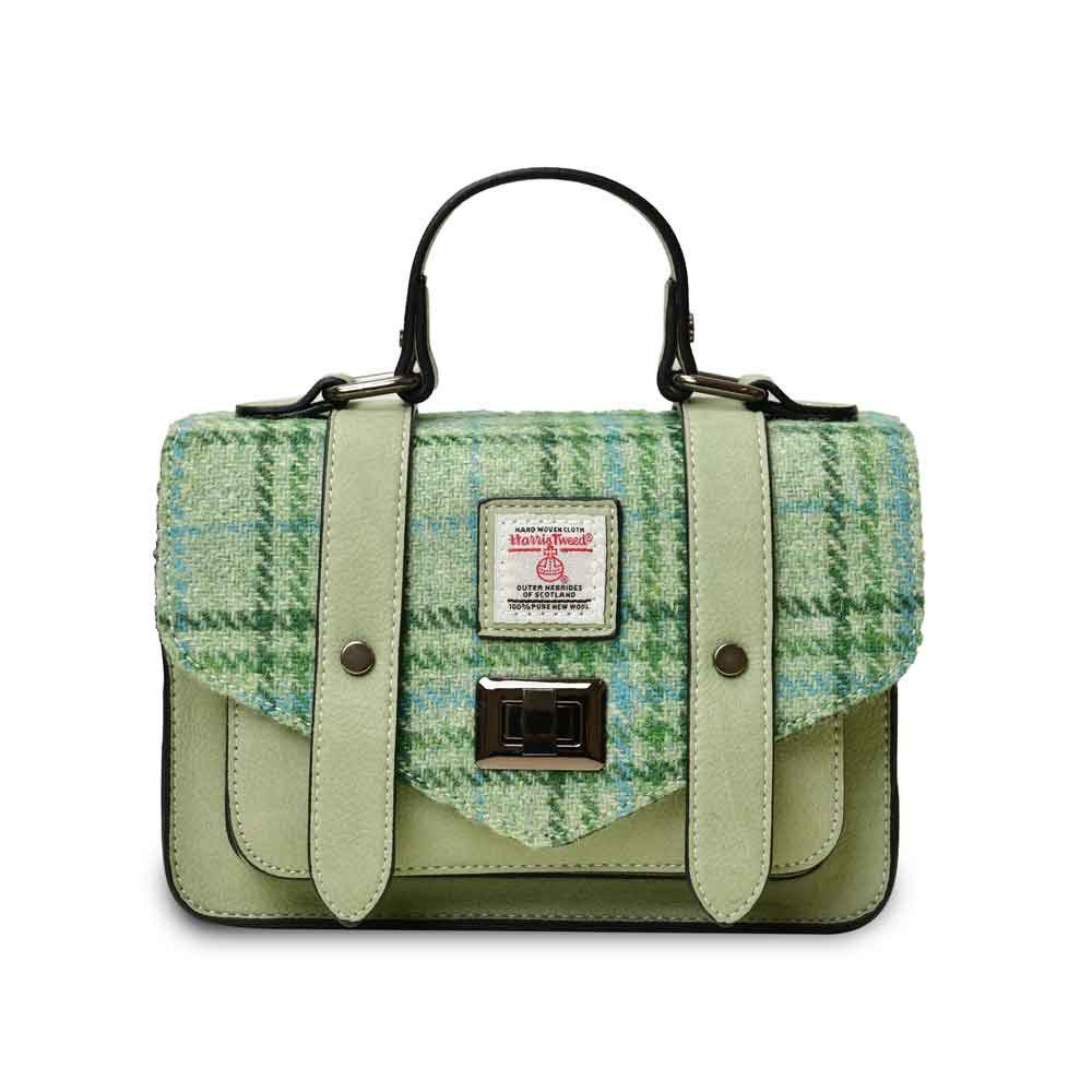 Product image for Celtic Tweed Handbag | Mint Check Harris Tweed® Mini Satchel