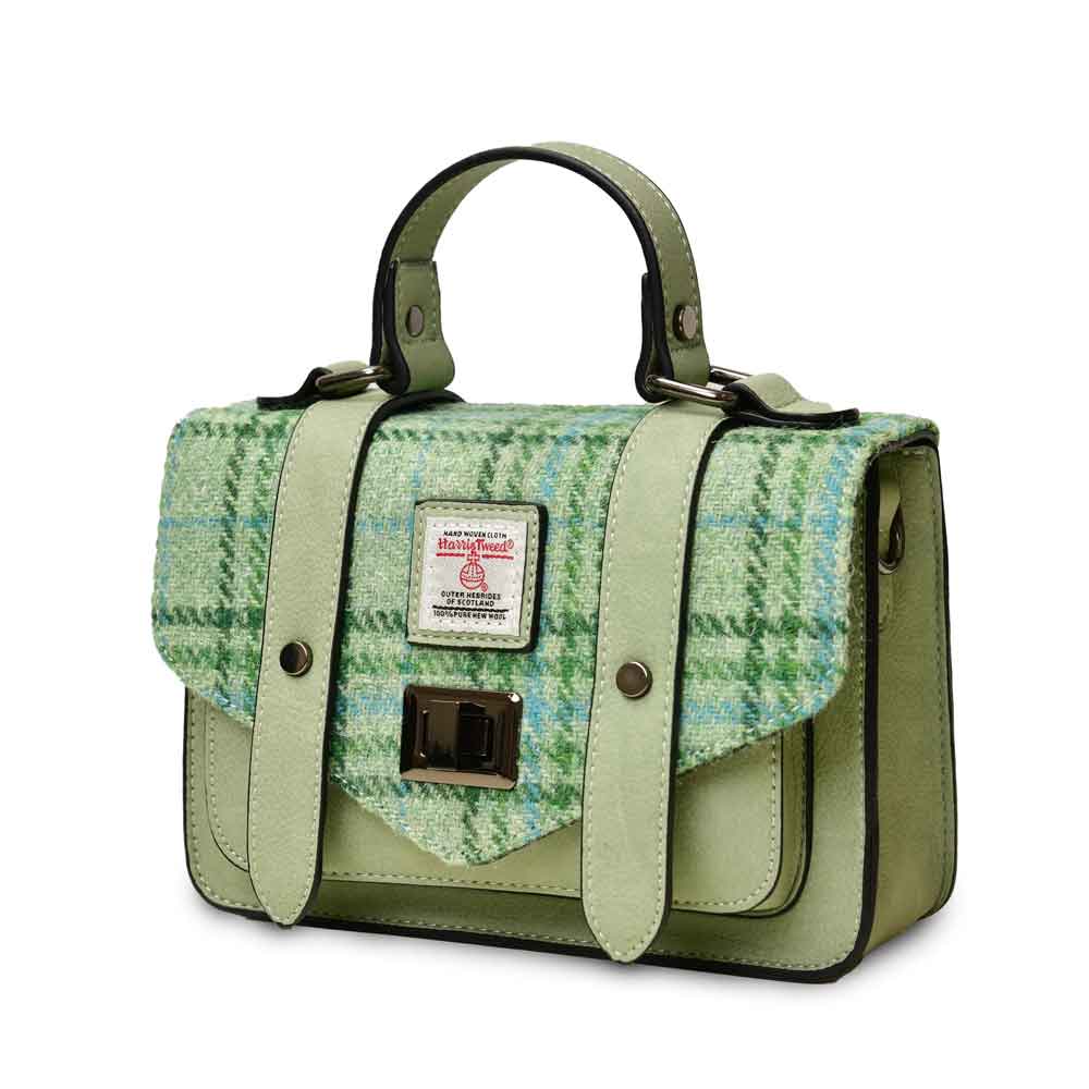 Product image for Celtic Tweed Handbag | Mint Check Harris Tweed® Mini Satchel