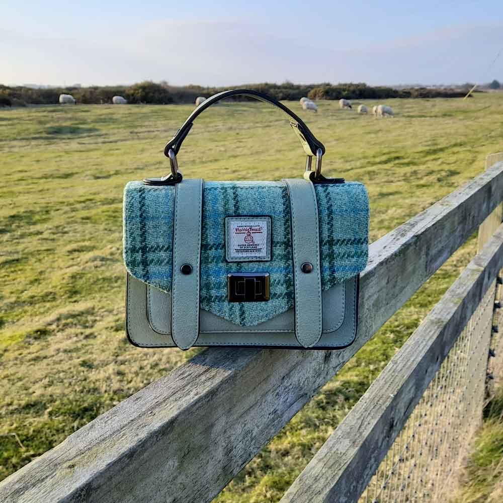 Product image for Celtic Tweed Handbag | Mint Check Harris Tweed® Mini Satchel