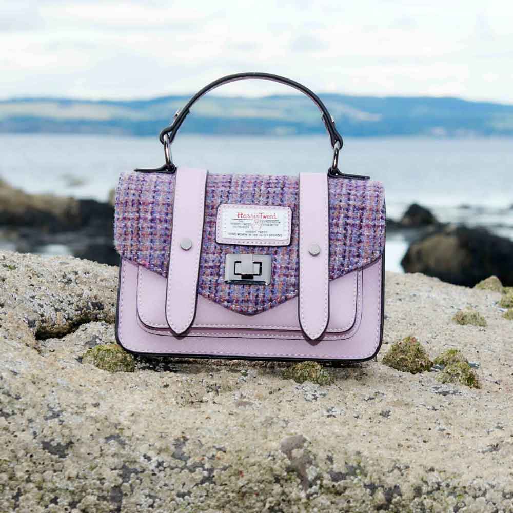 Product image for Celtic Tweed Handbag | Violet Dogtooth Harris Tweed® Mini Satchel