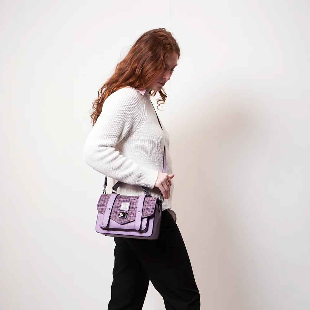 Celtic Tweed Handbag  Violet Dogtooth Harris Tweed® Medium