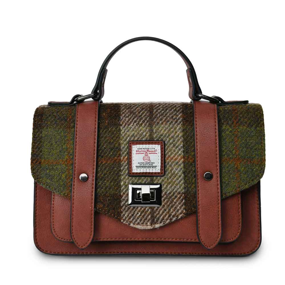 Product image for Celtic Tweed Handbag | Chestnut Tartan Harris Tweed® Medium Satchel