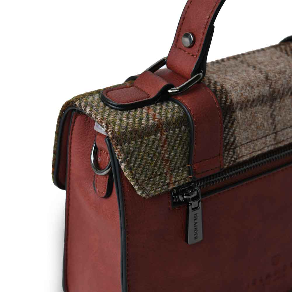 Product image for Celtic Tweed Handbag | Chestnut Tartan Harris Tweed® Medium Satchel
