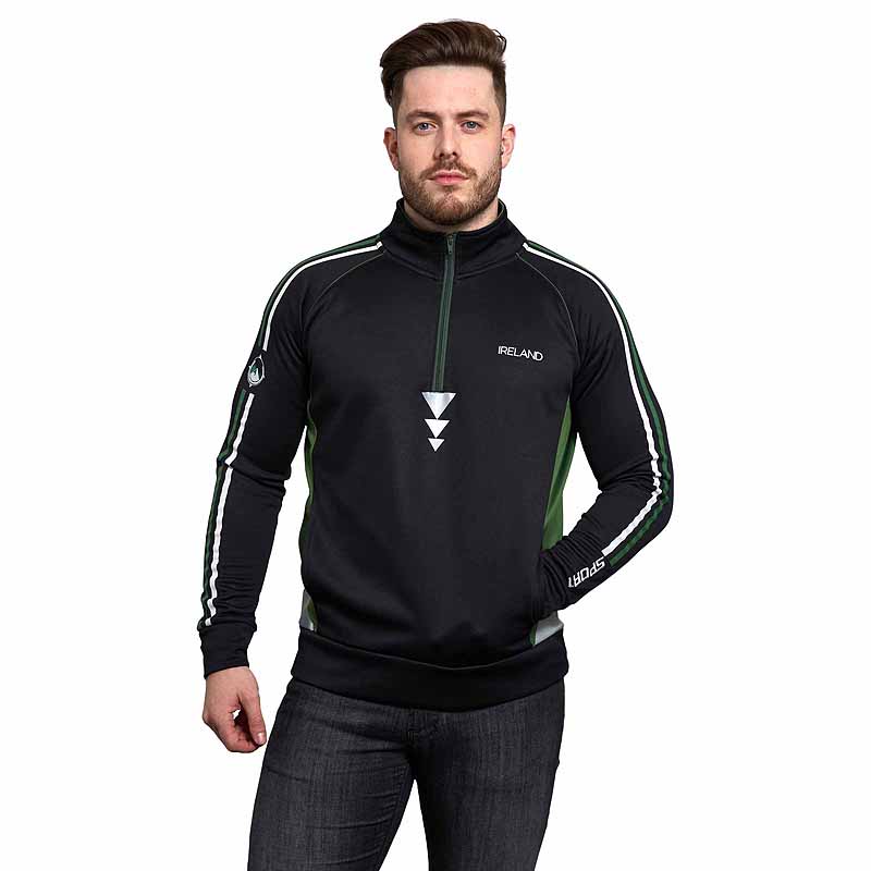 Product image for Irish Sweatshirt | Green & Black Reflective Half Zip Training Sweatshirt