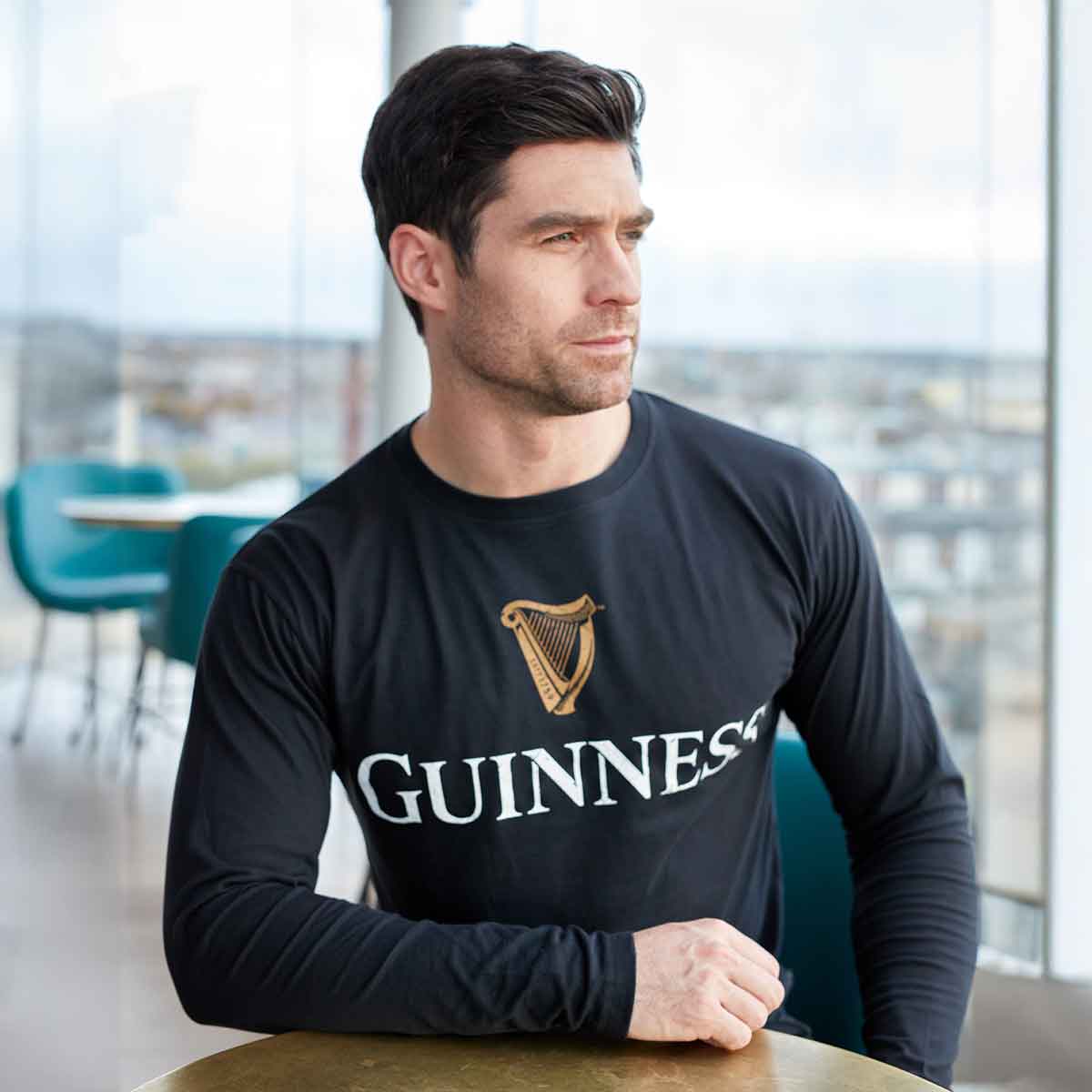 Product image for Irish T-Shirt | Guinness® Black Trademark label Long Sleeve Premium Tee