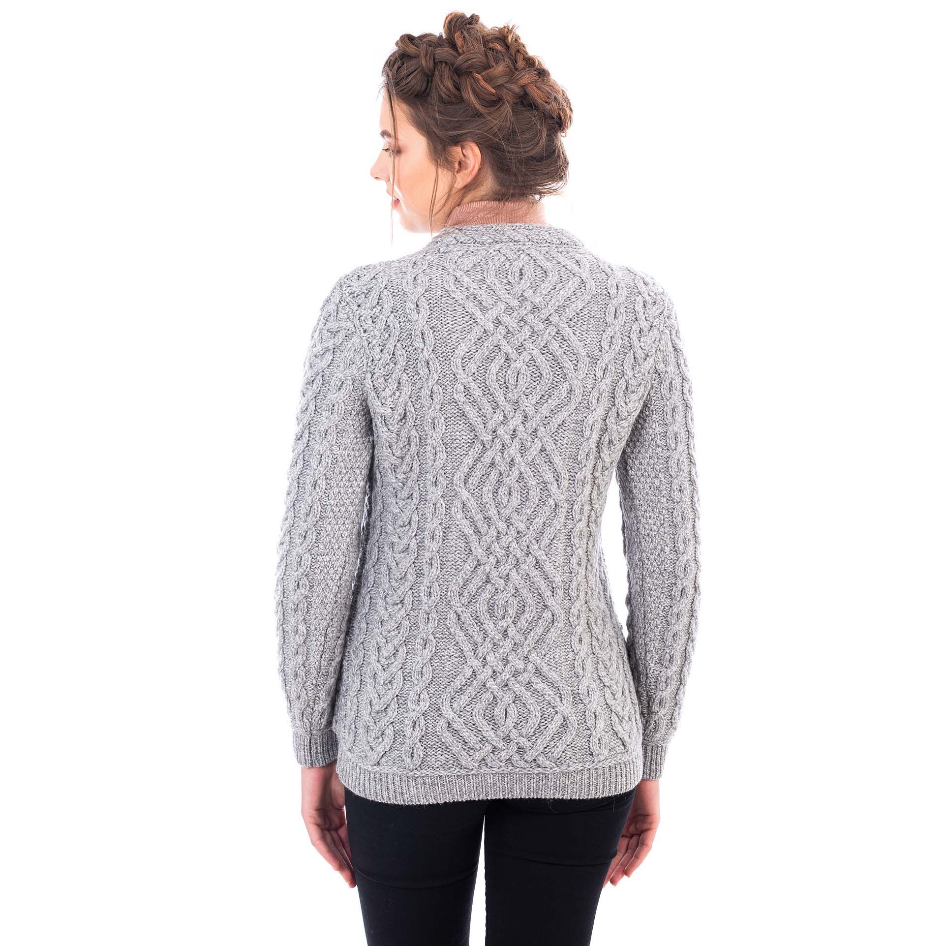 Product image for SALE | Irish Sweater | Aran Cable Knit Merino Wool Crew Ladies Sweater