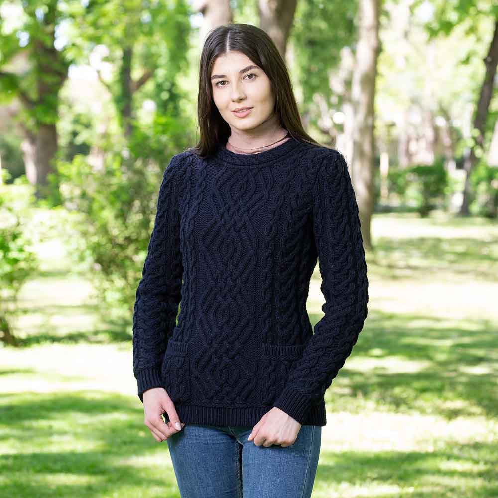Ladies Half Zip Cable Knit Sweater in Super Soft Merino - Aran Sweaters  Direct