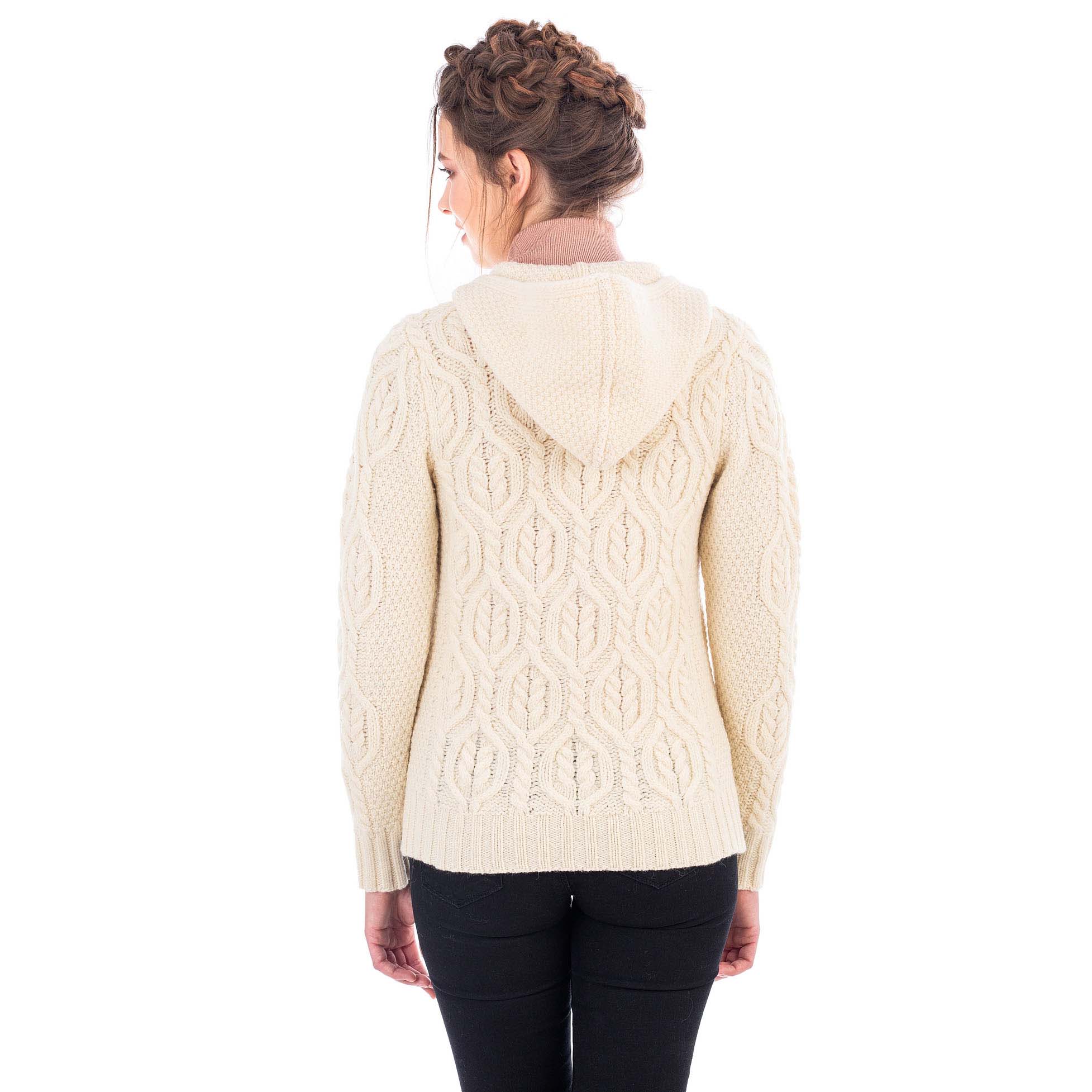 Product image for Irish Cardigan | Merino Wool Ladies Zipper Cardigan With Hood