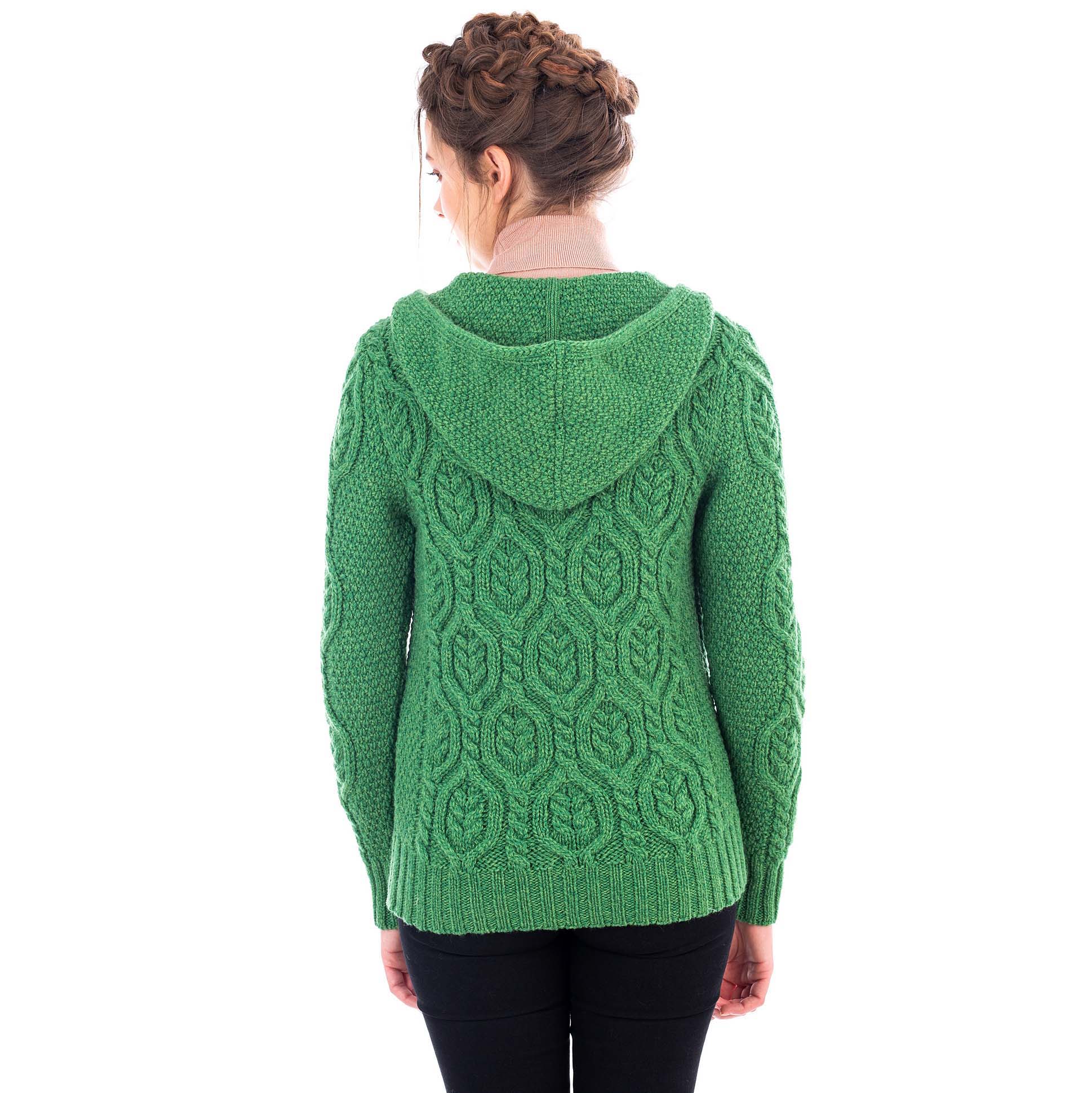 Product image for Irish Cardigan | Merino Wool Ladies Zipper Cardigan With Hood