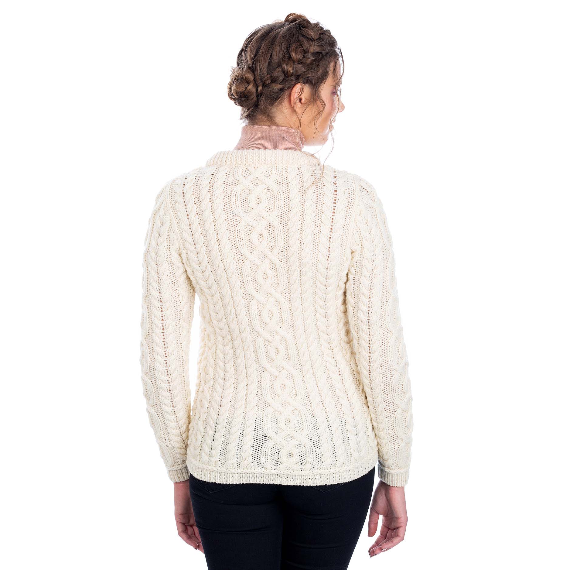 Product image for Irish Cardigan | Merino Wool Aran Knit Ladies Button Cardigan