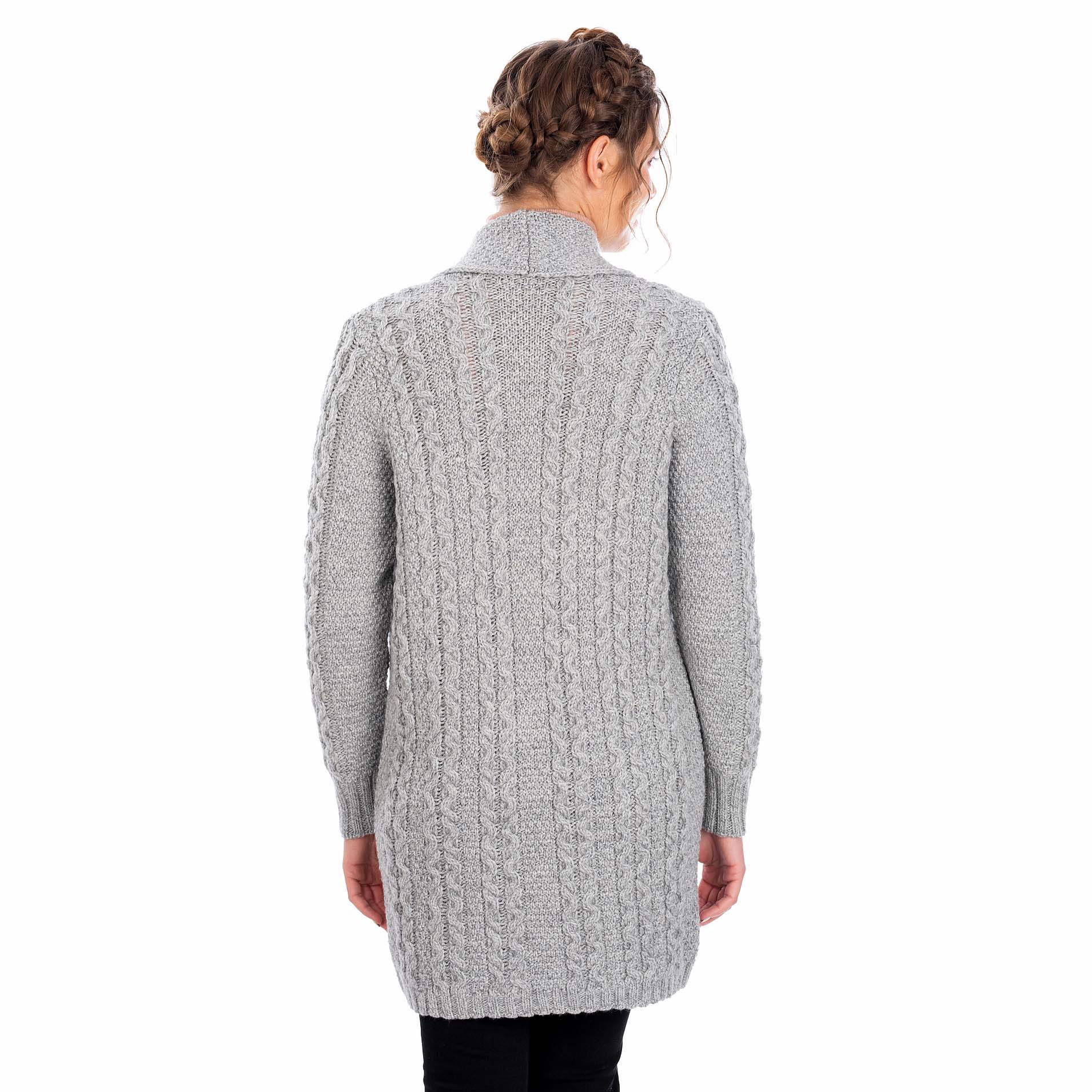 Product image for Irish Cardigan | Merino Wool Aran Knit Open Face Ladies Cardigan