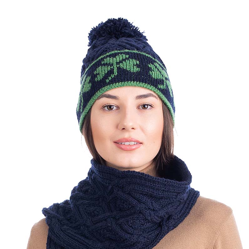 Product image for Irish Hat | Merino Wool Shamrock Aran Ladies Hat  