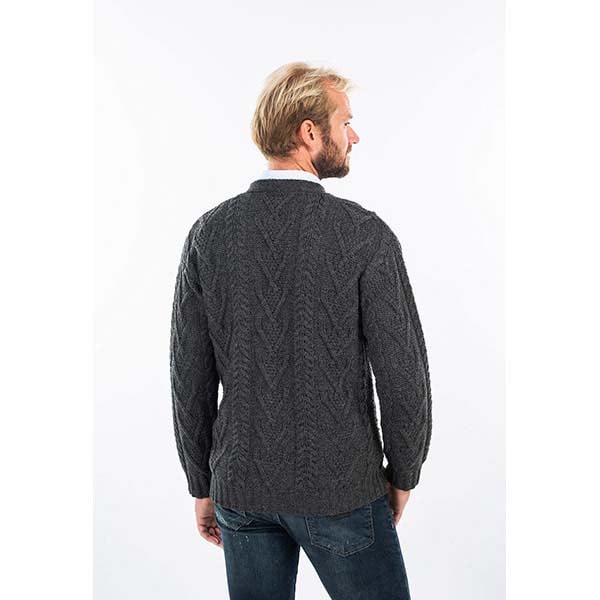 Product image for Irish Cardigan | Merino Wool V Neck Cable Knit Mens Cardigan