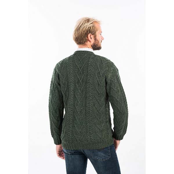 Product image for Irish Cardigan | Merino Wool V Neck Cable Knit Mens Cardigan