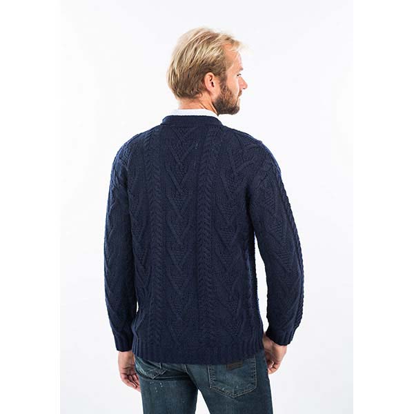 Product image for SALE | Irish Cardigan | Merino Wool V Neck Cable Knit Mens Cardigan