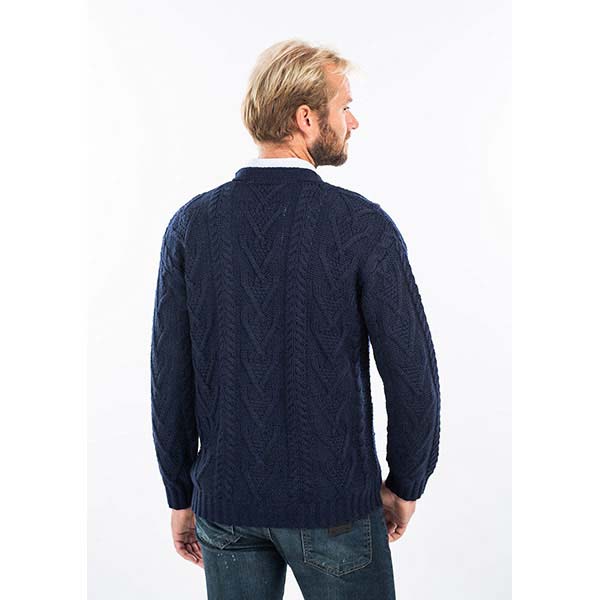 Irish Cardigan | Merino Wool V Neck Cable Knit Mens Cardigan at ...