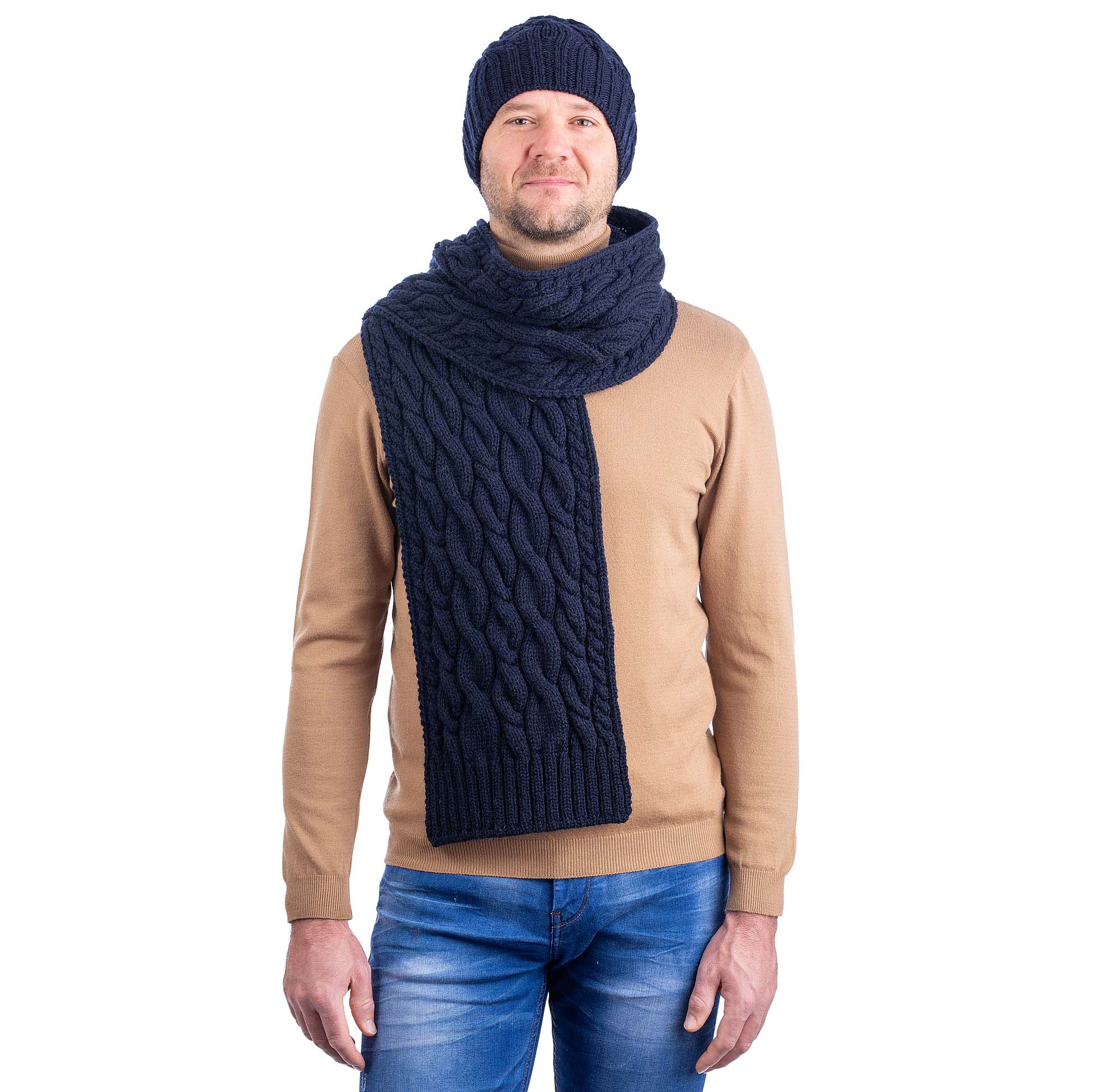 Product image for Irish Scarf | Merino Wool Cable Knit Mens Scarf
