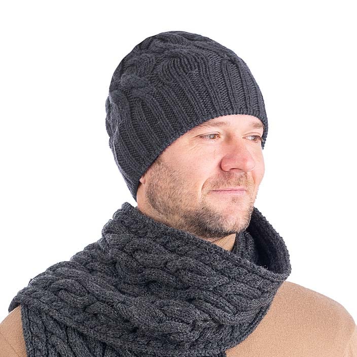 Product image for Irish Hat | Merino Wool Cable Knit Mens Hat