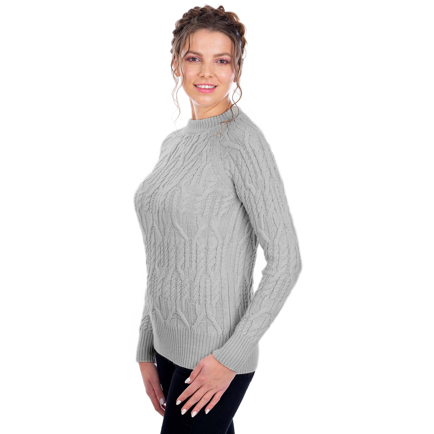 Product image for Irish Sweater | Crew Neck Aran Knit Ladies Sweater