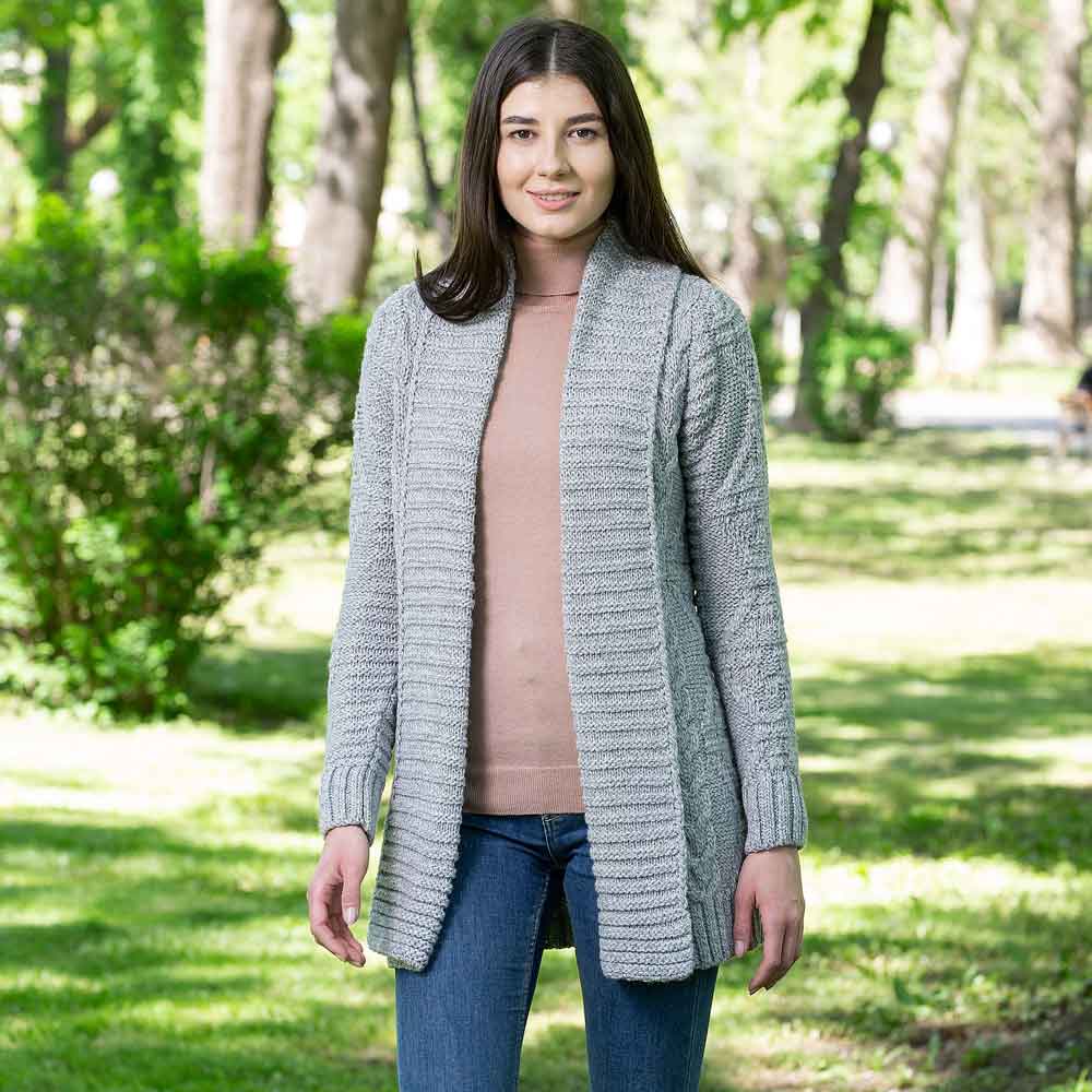 Product image for Irish Cardigan | Open Front Cable Knit Ladies Cardigan