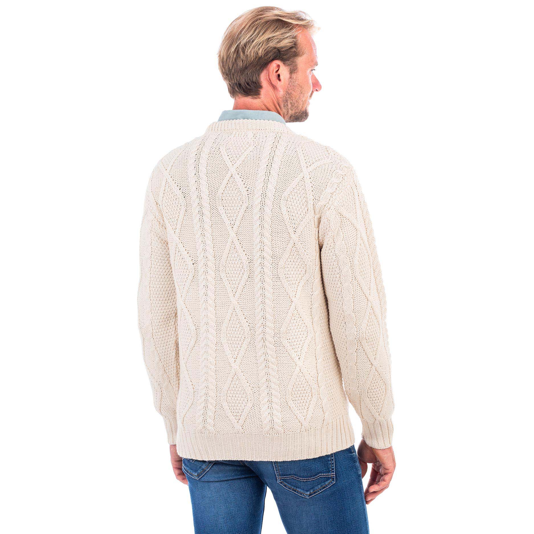 Product image for Irish Sweater | Aran Knit Crew Neck Mens Sweater
