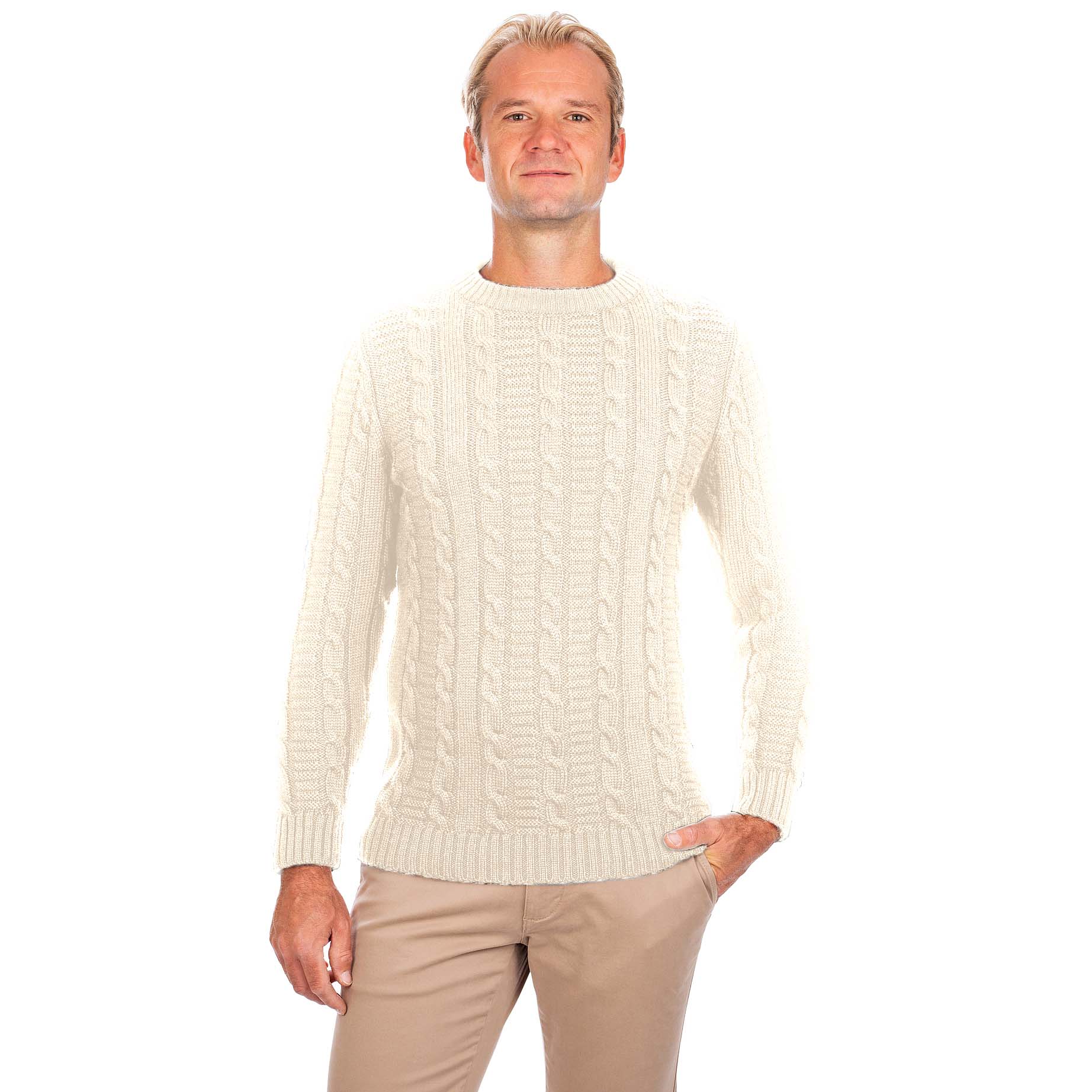 Product image for Irish Sweater | Cable Knit Crew Neck Mens Sweater