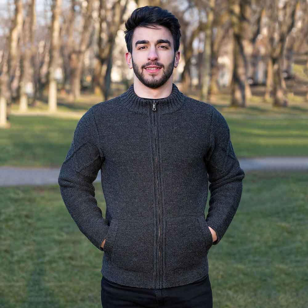 Irish Cardigan Aran Cable Knit Full Zip Mens Cardigan at IrishShop CLSA10166