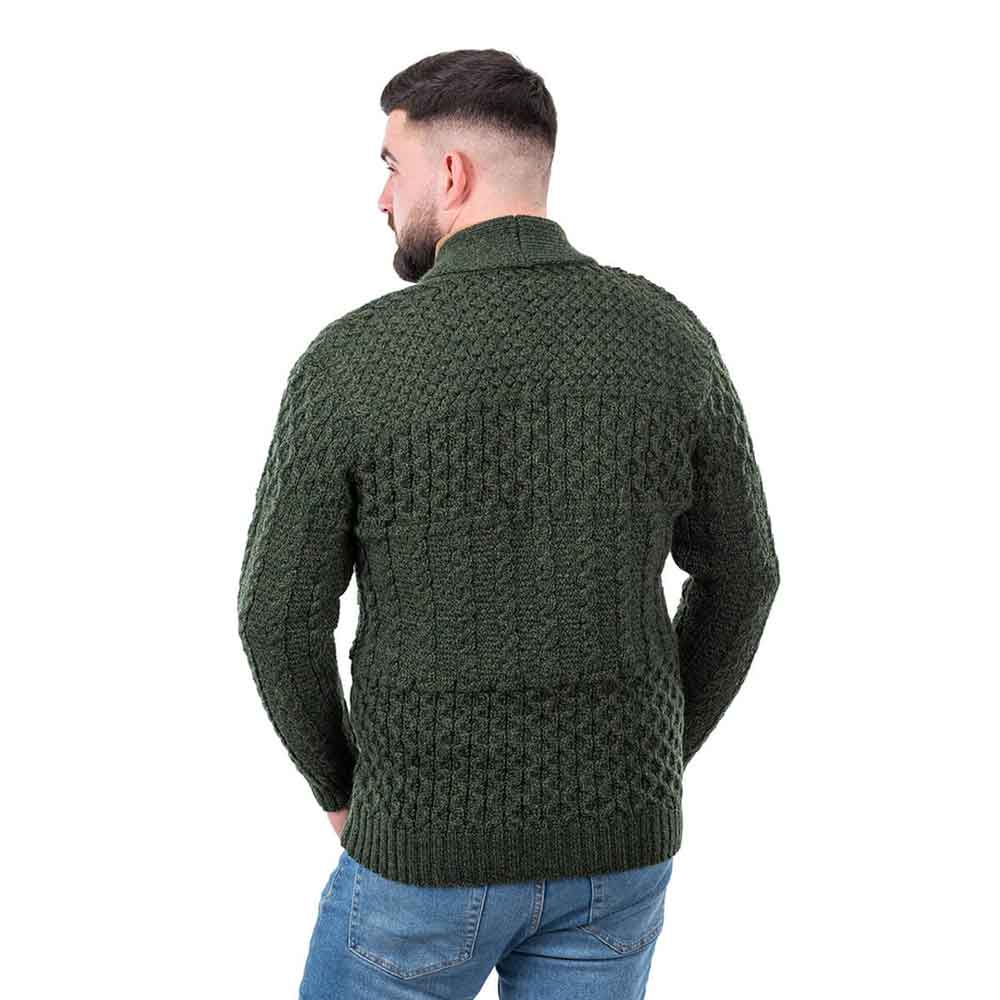 Product image for Irish Cardigan | Aran Cable Knit Shawl Collar Mens Cardigan