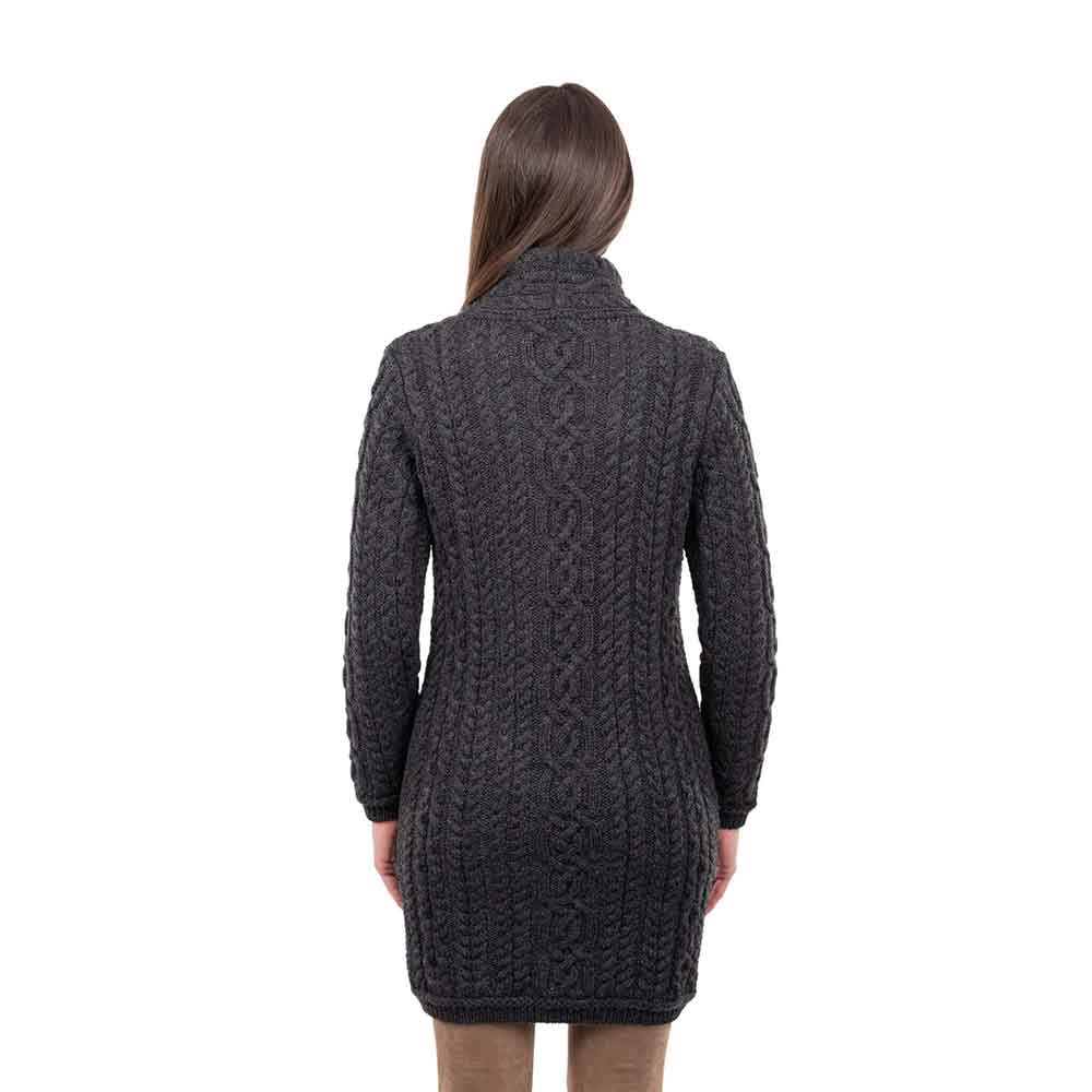 Product image for Irish Cardigan | Long Aran Cable Knit Side Zip Ladies Cardigan