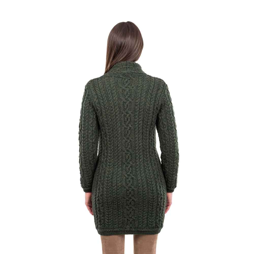 Product image for Irish Cardigan | Long Aran Cable Knit Side Zip Ladies Cardigan