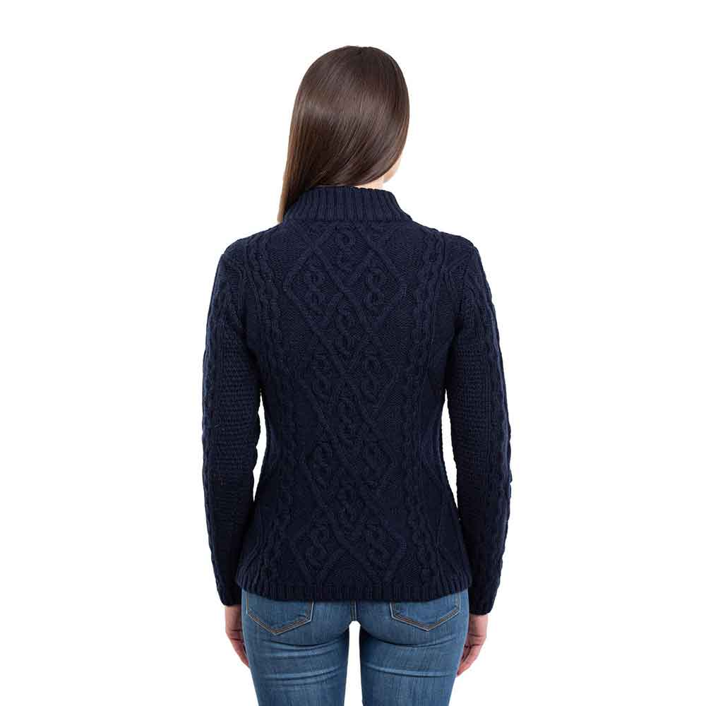 Product image for Irish Sweater | Aran Cable Knit Round Neck Ladies Sweater