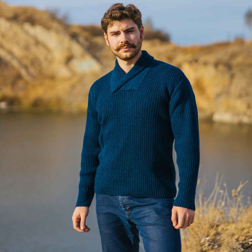 Product image for Irish Sweater | Shawl Collar Fisherman Mens Sweater