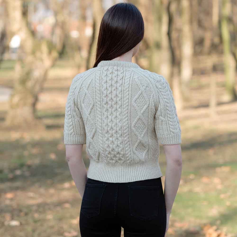 Product image for Irish Sweater | Ladies Cable Knit Short Sleeve Aran Sweater