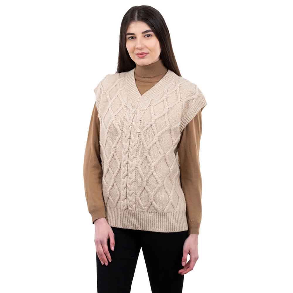 Irish Sweater, Oversized Aran Cable Knit Vest at