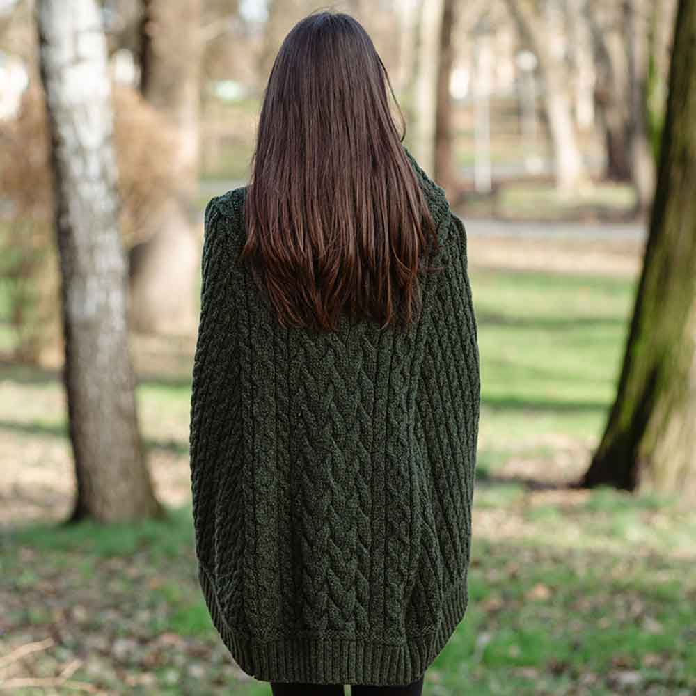 Product image for Irish Shawl | Ladies Cowl Neck Button Poncho