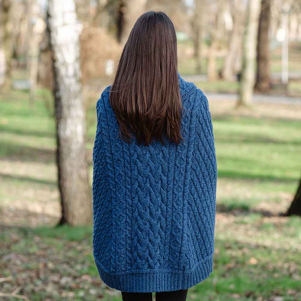 Product image for Irish Shawl | Ladies Cowl Neck Button Poncho