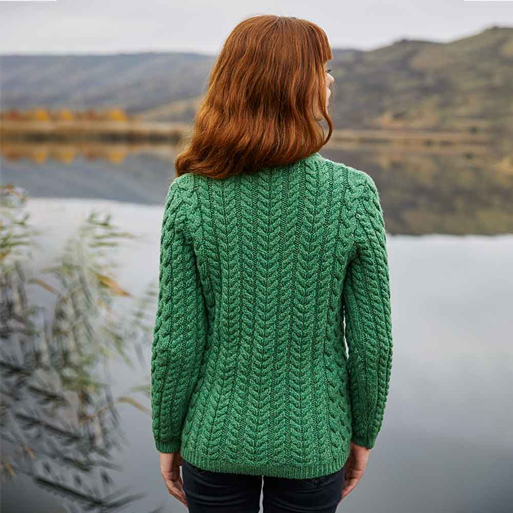 Product image for Irish Cardigan | Ladies Aran Knit Shawl Neck Cardigan