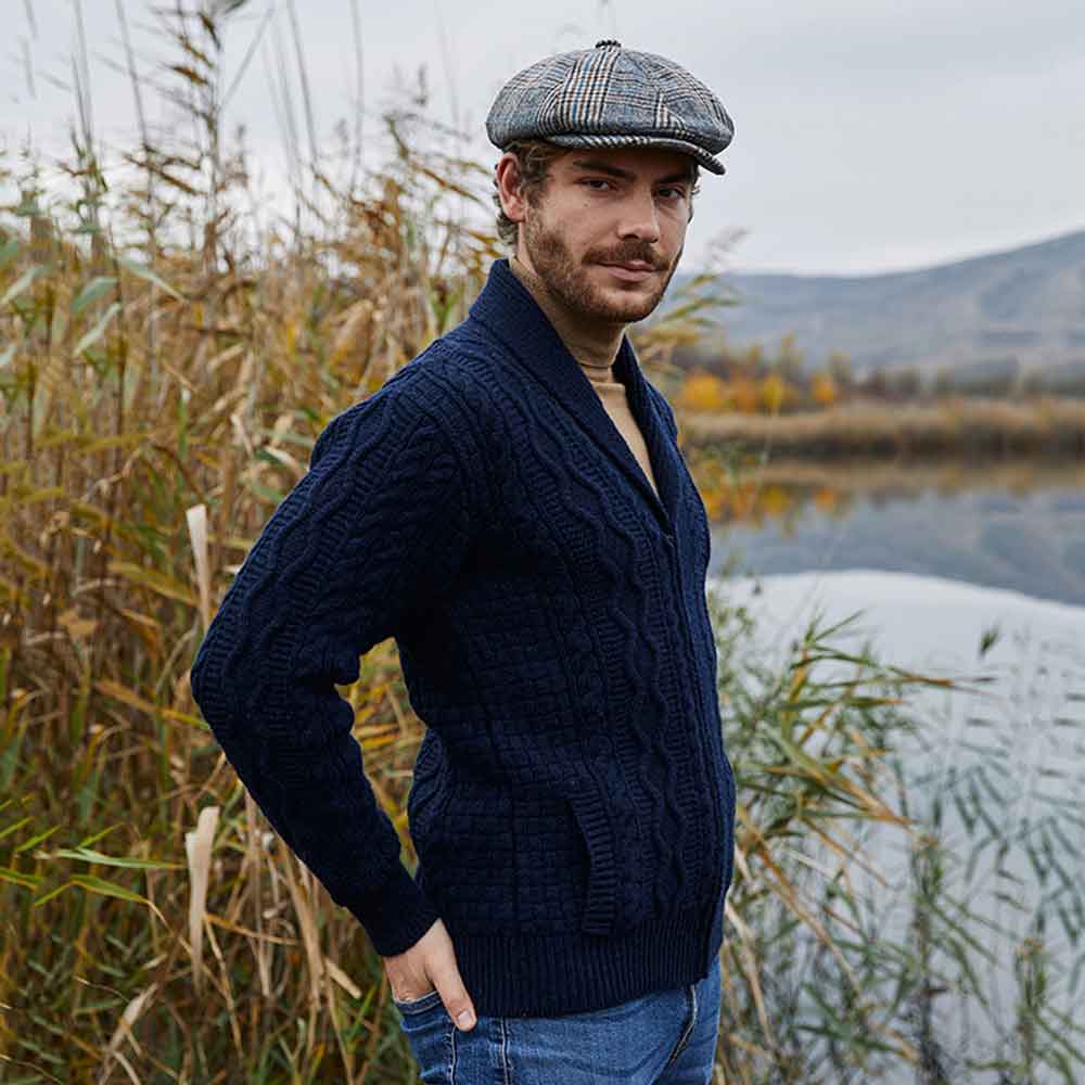 Product image for Irish Cardigan | Mens Aran Knit Zipper Cardigan