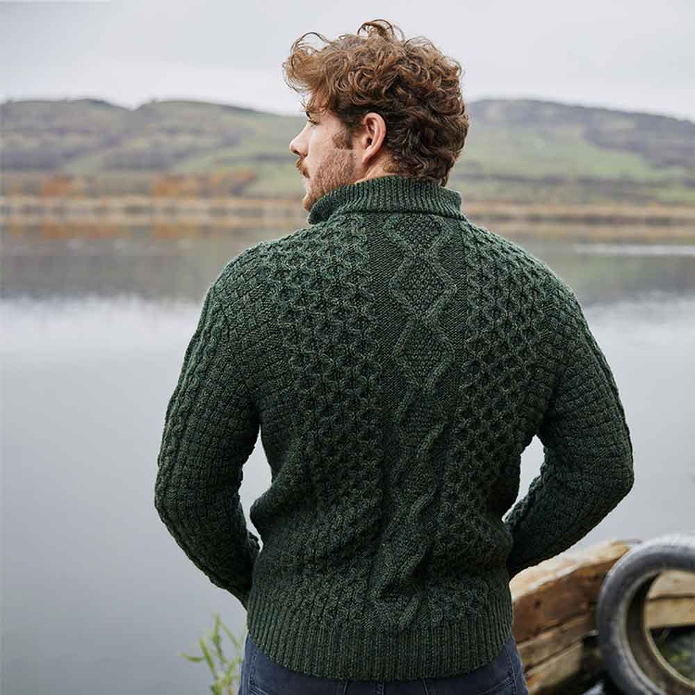 Product image for Irish Cardigan | Mens Aran Knit Half-Zip Cardigan